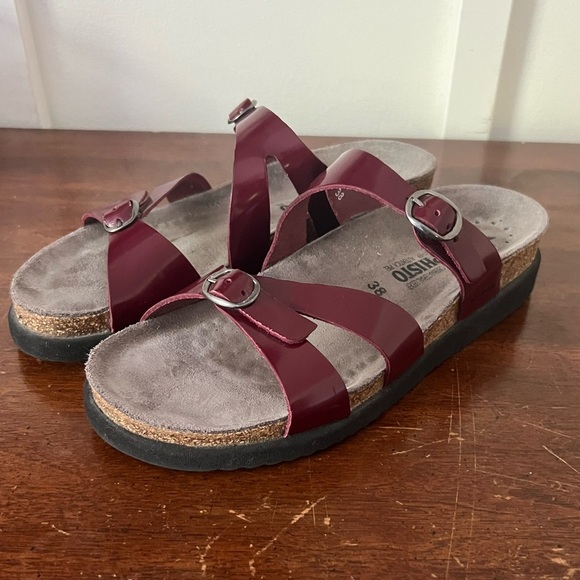 Mephisto Burgundy Strappy Sandals with Buckles size 38 (7) - Picture 1 of 10